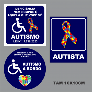 Adesivo autismo p/ carro  Tam. 10x10cm    