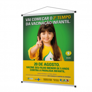 Banner de lona Lona 300g m²   Bastão e Cordão 