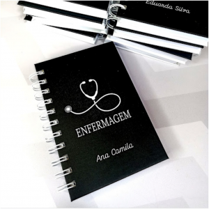 Caderno capa dura (miolo em branco) Capa dura 10x15cm  Laminação BOPP Espiral de aço 