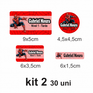 Etiquetas Escolares Kit 2 - 30 uni Adesivo vinil 9x5cm - 6x3,5cm - 4,5x4,5cm - 6x1,5cm   Corte Especial 
