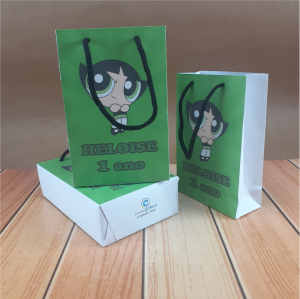 Sacola de papel (PEQUENA TIRAGEM) Papel Offset 180g 10x3x15cm Branca   