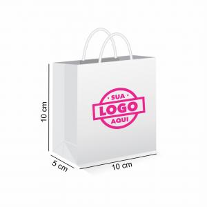Sacola de papel - MINI Papel AP 240g 10x5x10cm Branca, preta ou kraft   
