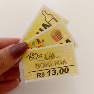 Ticket Ficha Papel moeda 5x3cm    